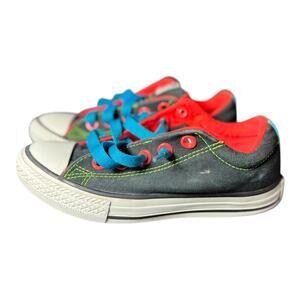 Converse Kids Low Top Sneakers Black Red Blue Lace-Up Youth Shoes